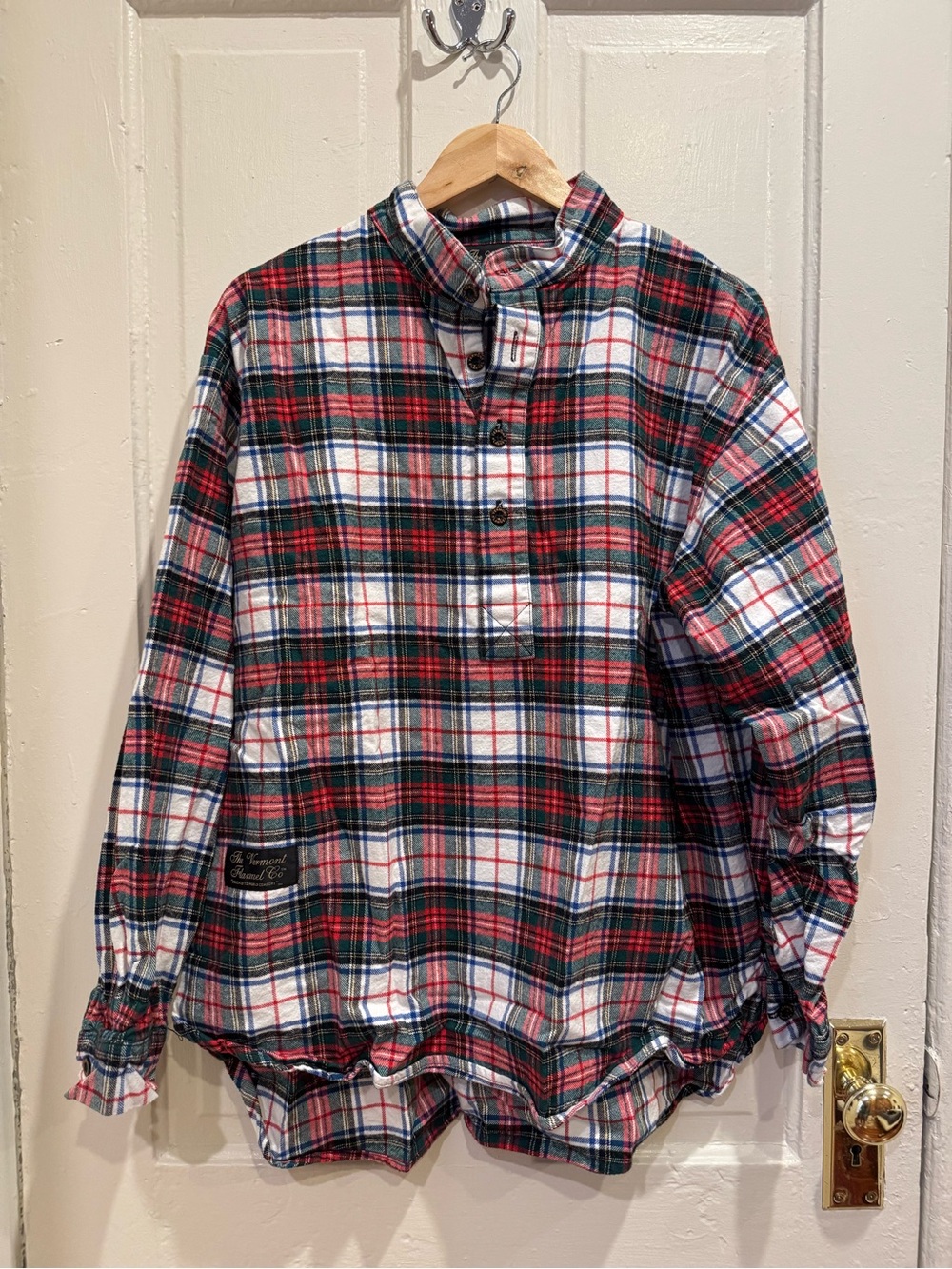 Vermont Flannel Company, Red & Green Flannel Henley Shirt, L